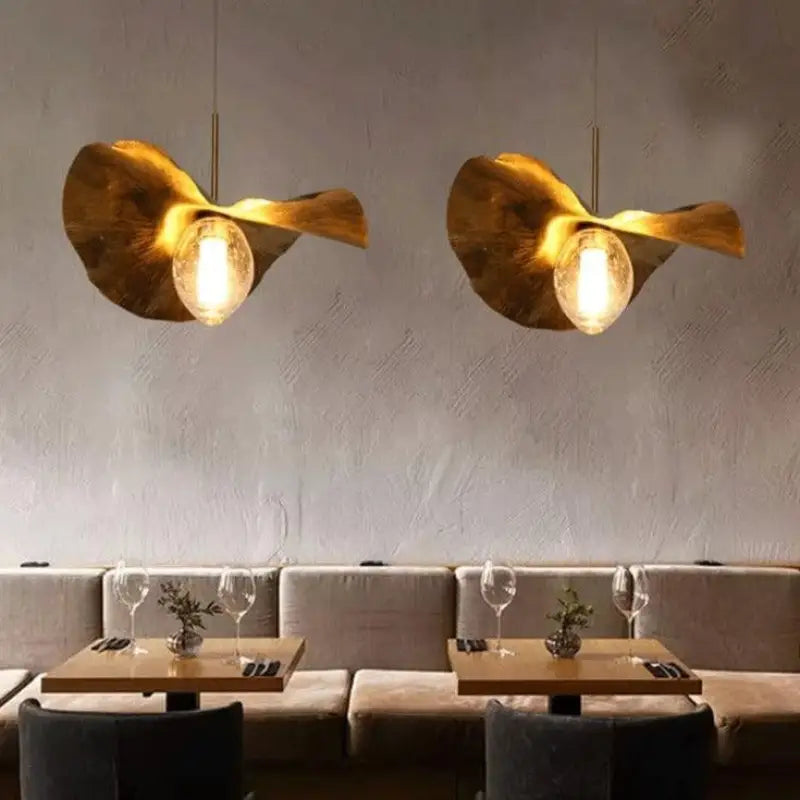 Suspension Feuille Abat-jour Globe Aluminium