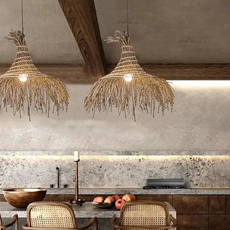 Suspension en fibres naturelles style bohème chic pour cuisine ou salo…

