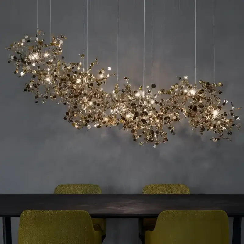 Suspension Filaire Doré Structure Dorée LED