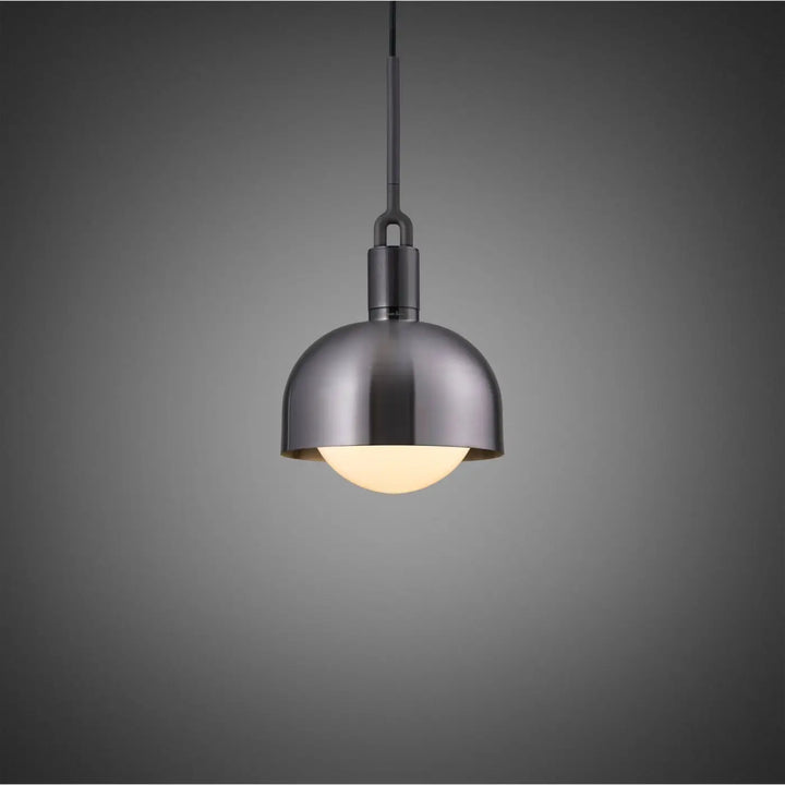 Suspension Forked Medium à abat-jour et globe opale, finition grise #couleur_gris