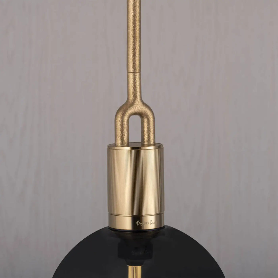 Suspension Forked Medium finition laiton avec globe en verre fumé #couleur_dor