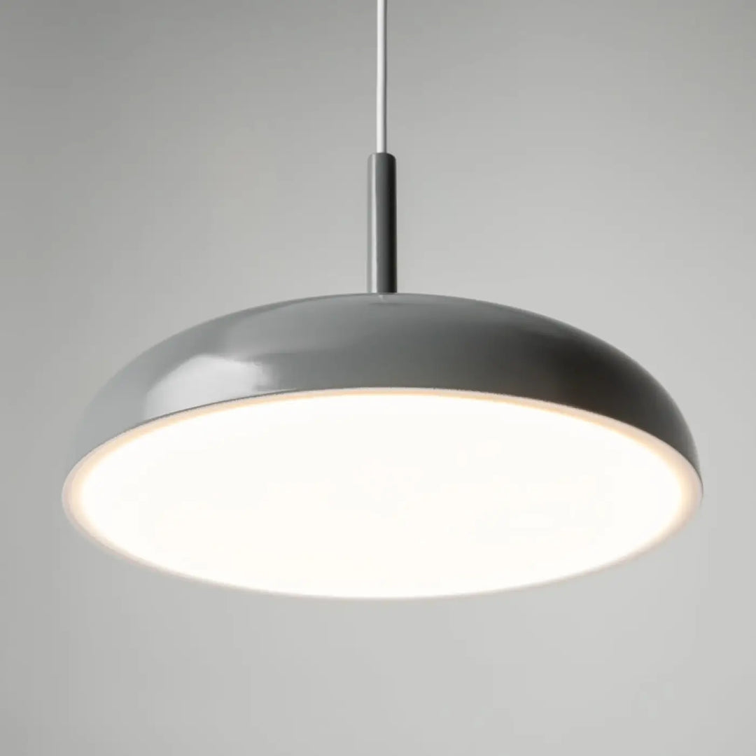 Suspension gerhard coupole arrondie grise en métal avec led intégrée design moderne et finition lisse