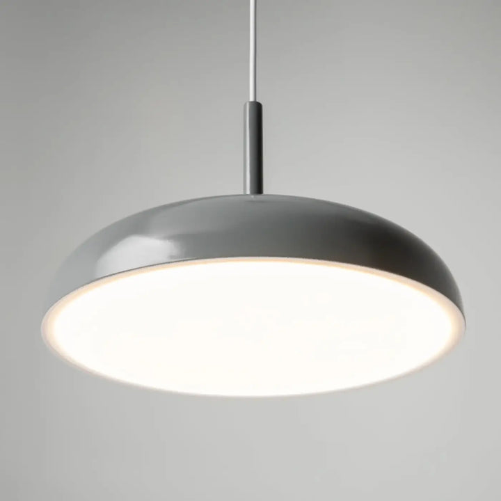 Suspension gerhard coupole arrondie grise en métal avec led intégrée design moderne et finition lisse