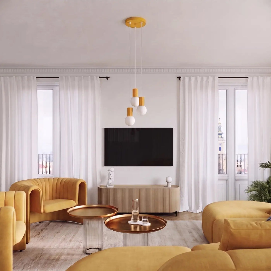 Suspension Luminaire jaune dans un intérieur contemporain