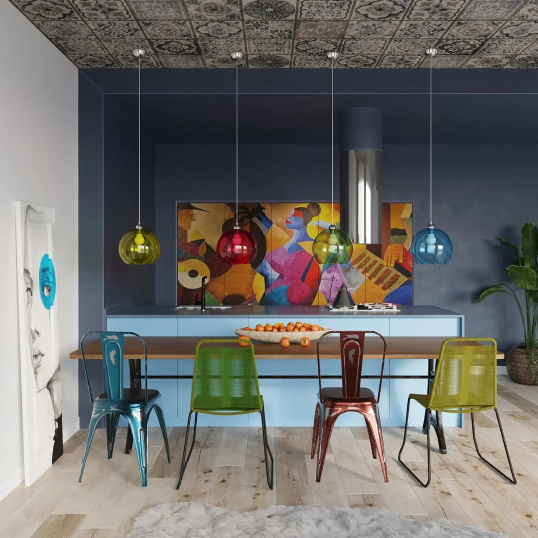 Suspension Luminaire jaune dans un intérieur contemporain