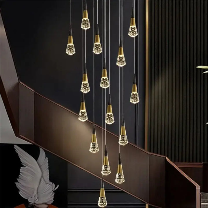 Suspension Goutte Noire Et Dorée Avec Bulle De Verre Élégance