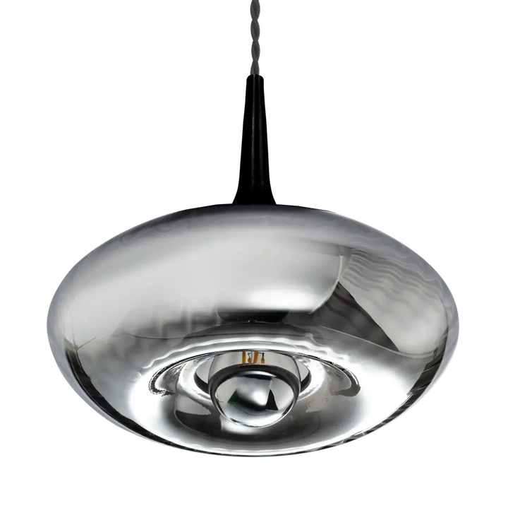 Suspension grace modèle grace en chrome brillant avec verre soufflé et design dôme élégant pour éclairage intérieur
