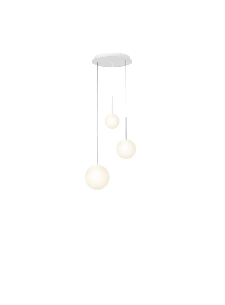 Suspension Bola Sphere Chandelier argentée, globes de 15, 20 et 25,5 cm