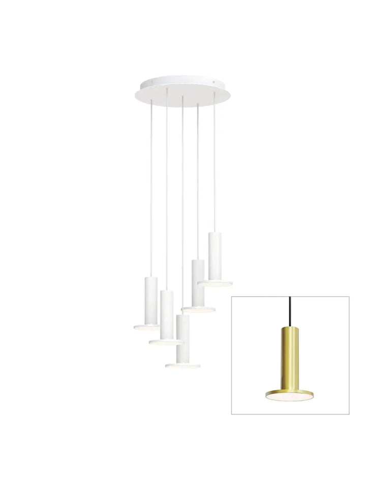 Suspension Cielo Plus Chandelier dorée, grappe de 5 suspensions
