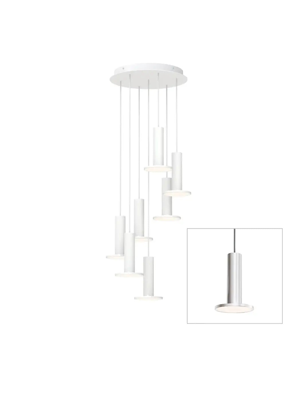 Suspension Cielo Plus Chandelier argentée, grappe de 7 suspensions