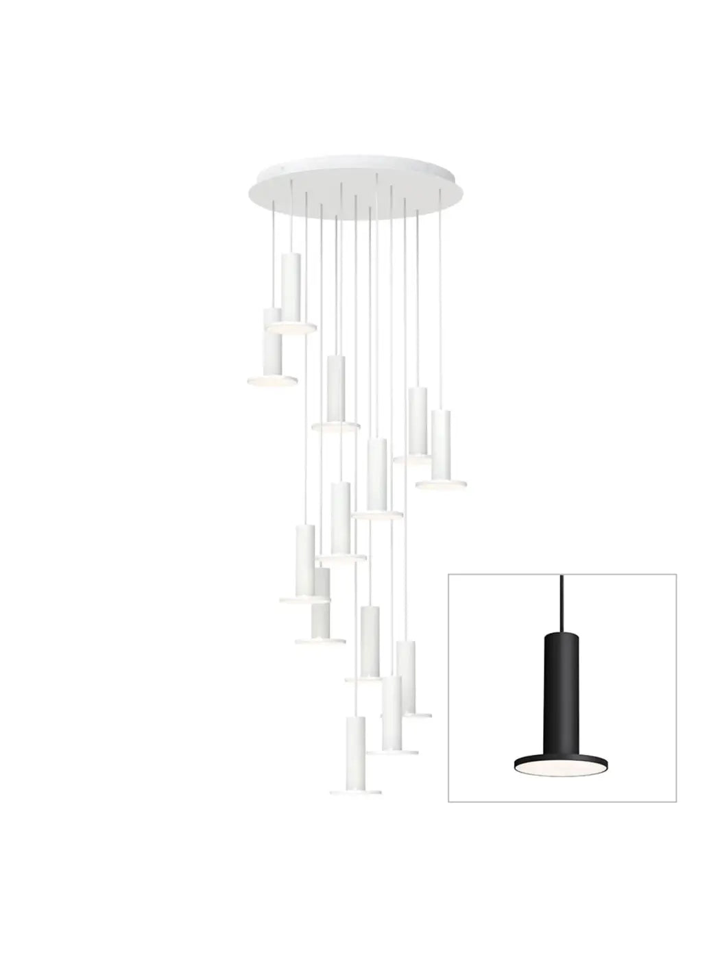 Suspension Cielo Plus Chandelier noire, grappe de 13 suspensions