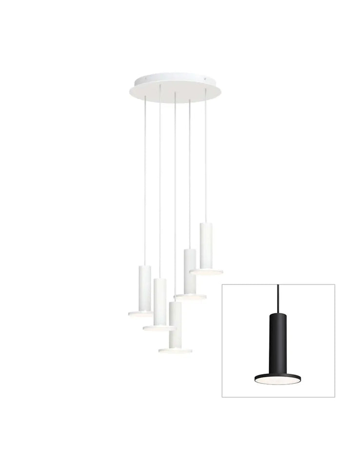 Suspension Cielo Plus Chandelier noire, grappe de 5 suspensions