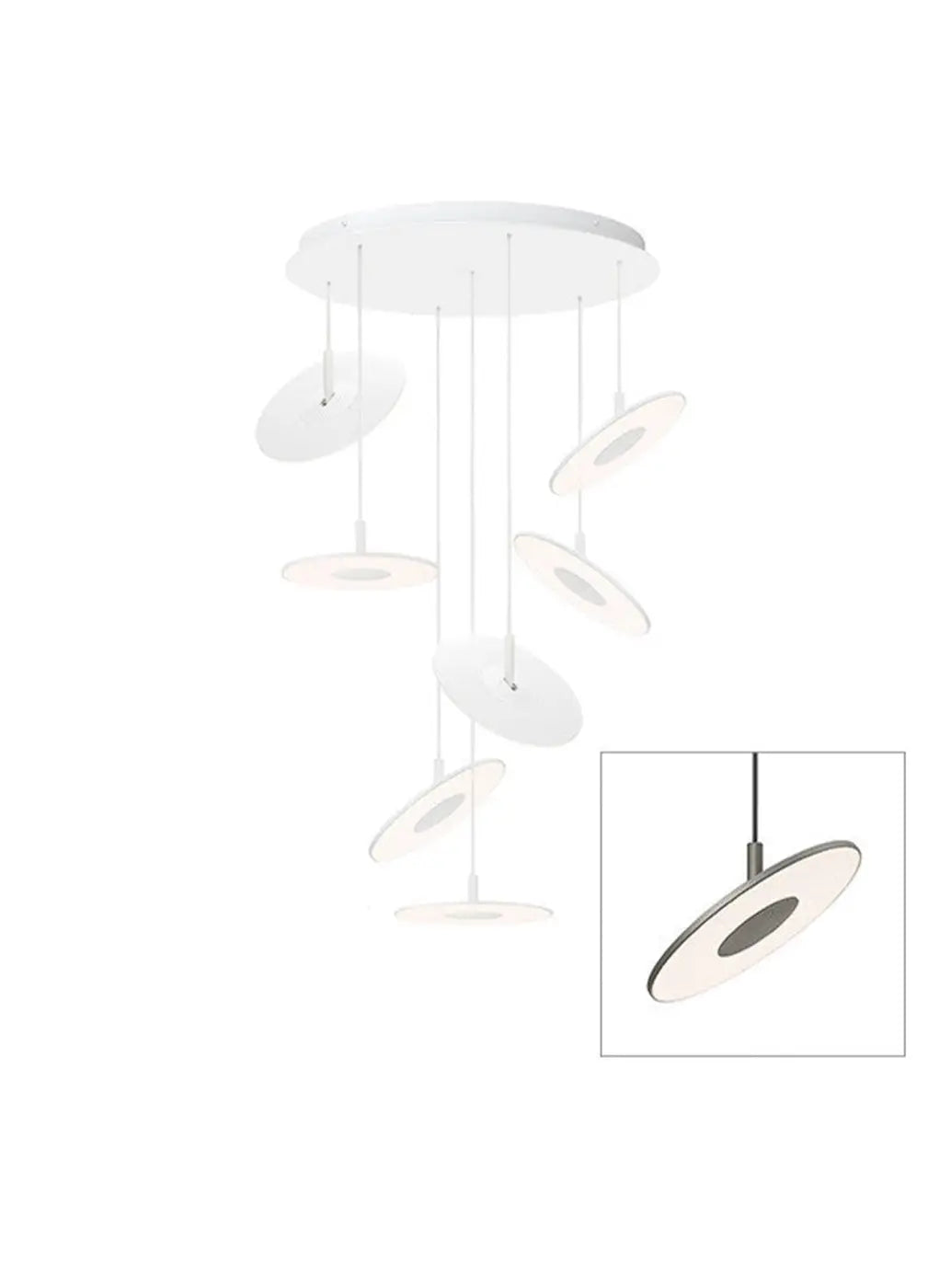 Suspension Circa Chandelier gris graphite, grappe de 7 disques