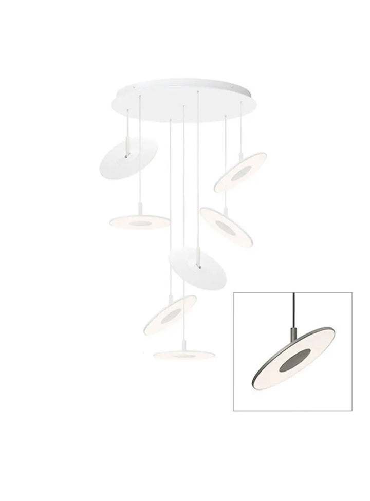 Suspension Circa Chandelier gris graphite, grappe de 7 disques