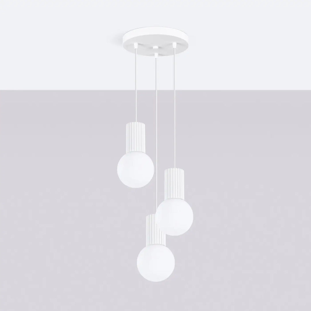 Suspension Luminaire blanc éteinte, vue rapprochée