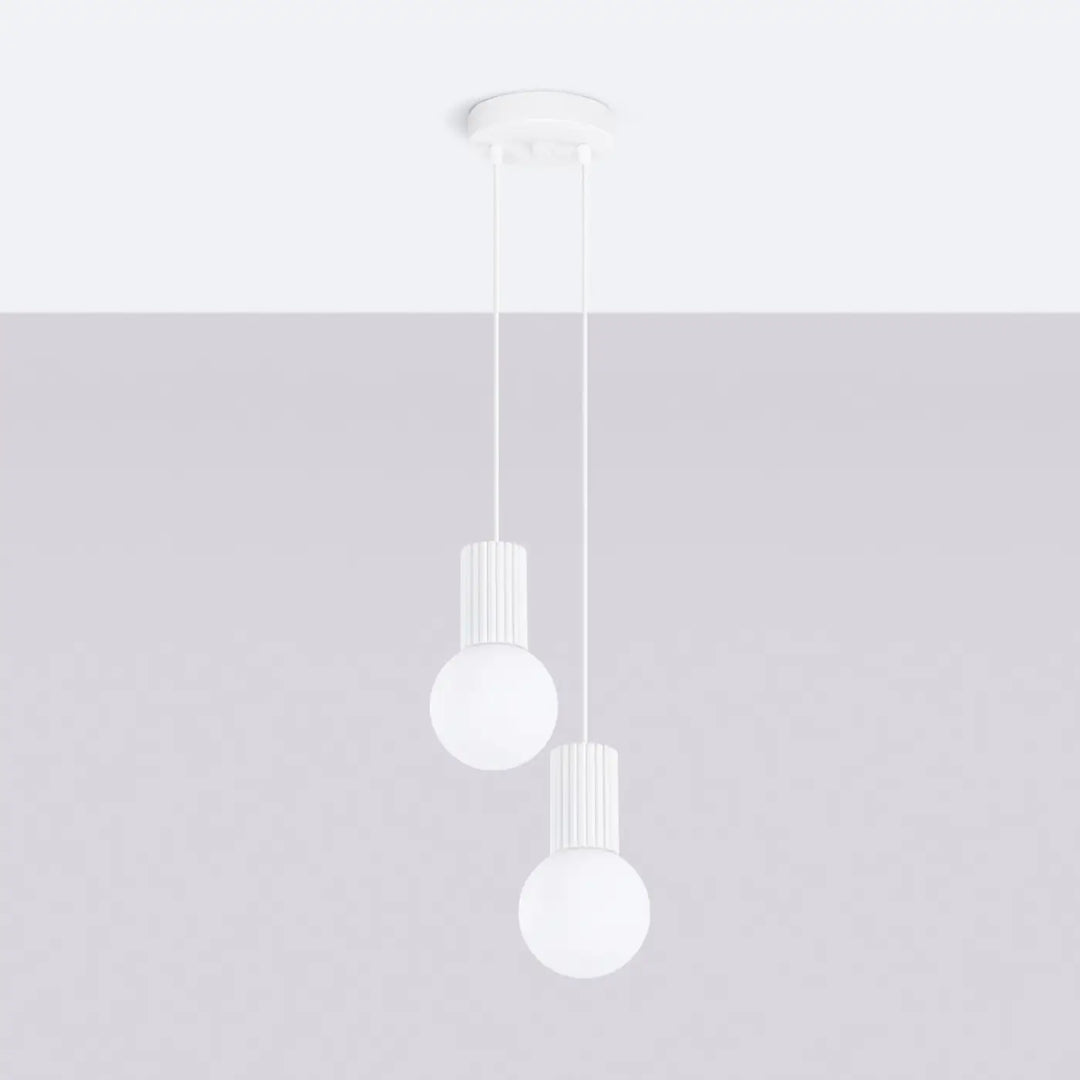 Suspension Luminaire blanc éteinte, vue rapprochée