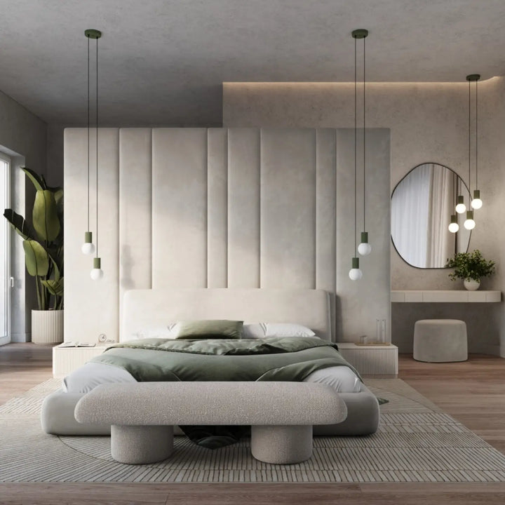 Suspension Luminaire vert olive dans un intérieur contemporain