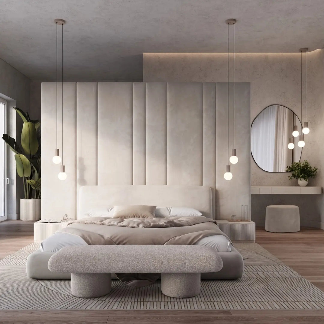 Suspension Luminaire taupe dans un intérieur contemporain
