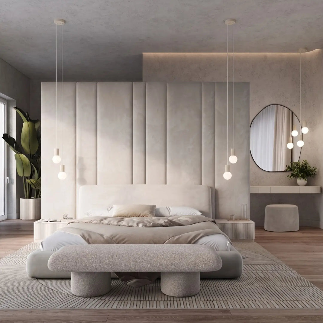 Suspension Luminaire beige dans un intérieur contemporain