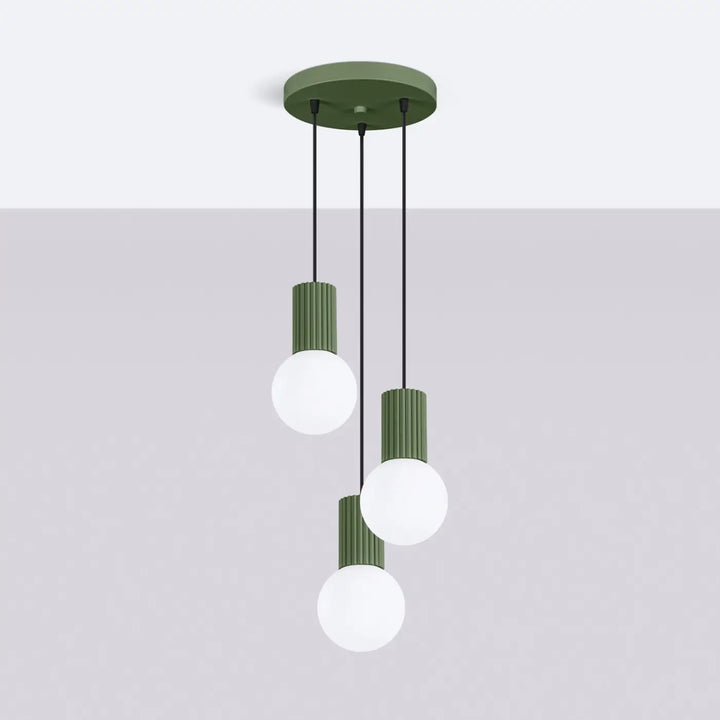 Suspension Luminaire vert olive éteinte, vue rapprochée