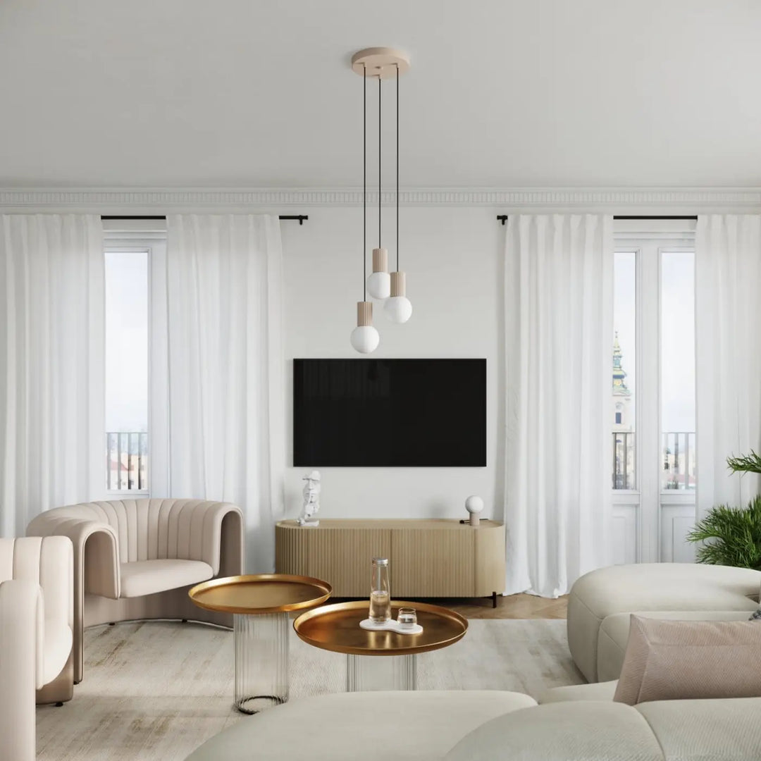 Suspension Luminaire taupe dans un intérieur contemporain