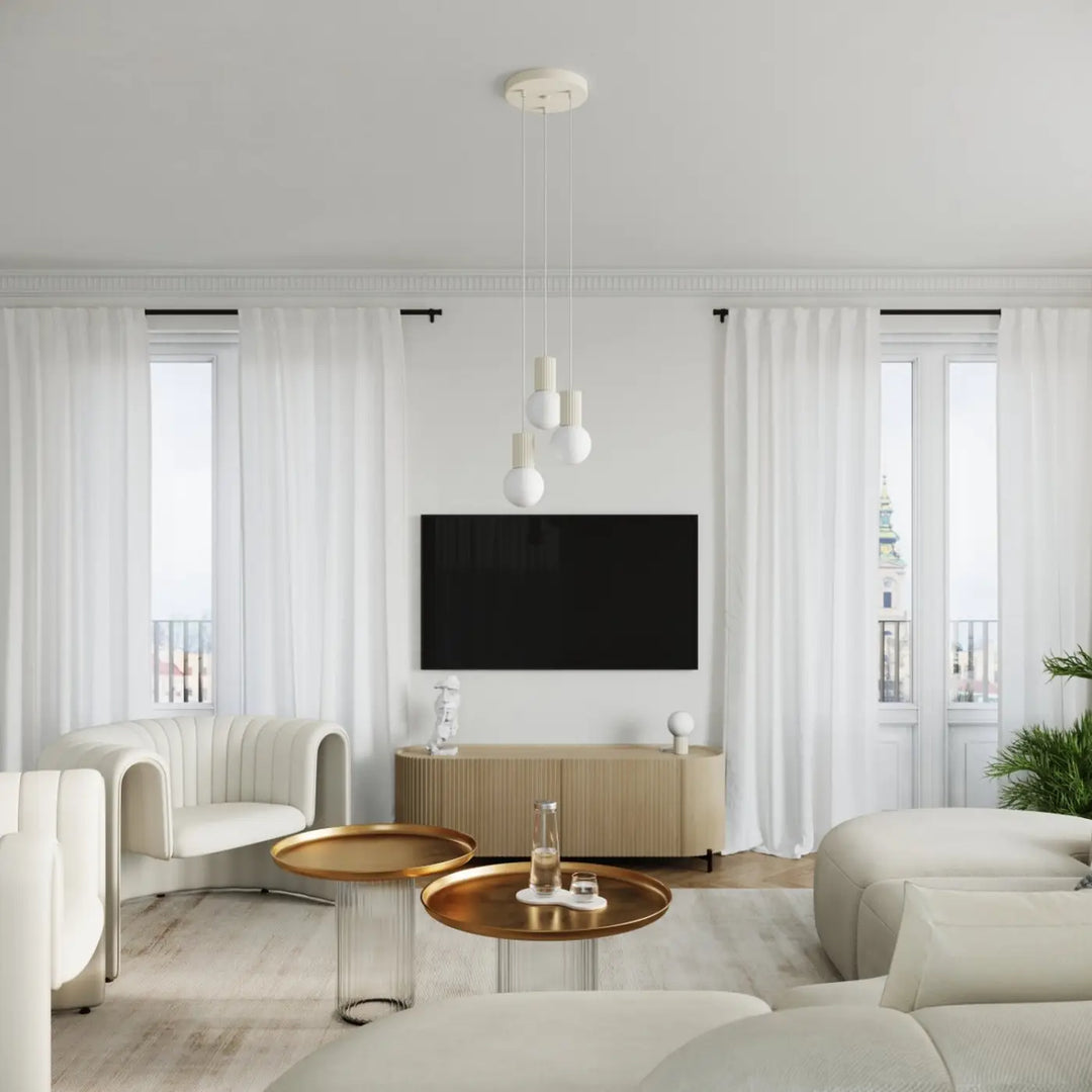 Suspension Luminaire beige dans un intérieur contemporain
