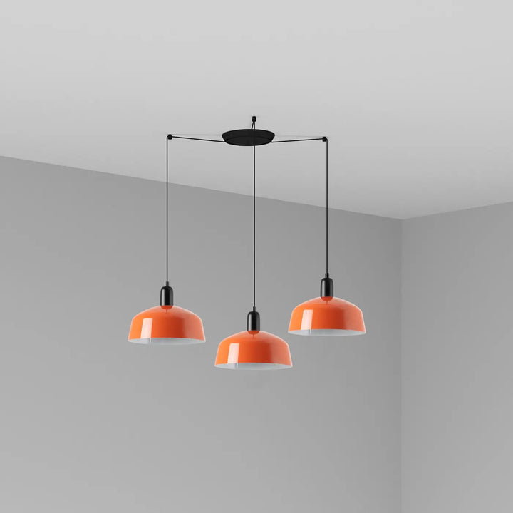 Grappe Tatawin M à 3 lumières en métal orange roux de Faro Barcelona
