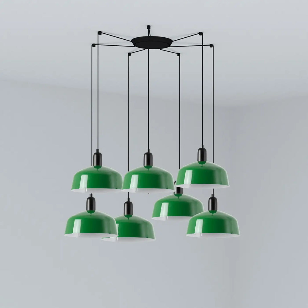 Grappe Tatawin M à 7 lumières en métal vert de Faro Barcelona