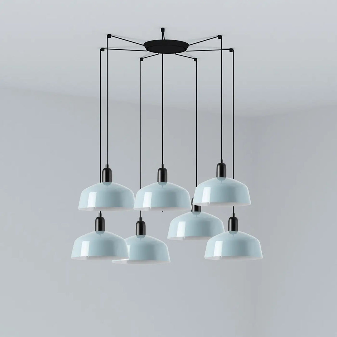 Grappe Tatawin M à 7 lumières en métal bleu grisâtre de Faro Barcelona
