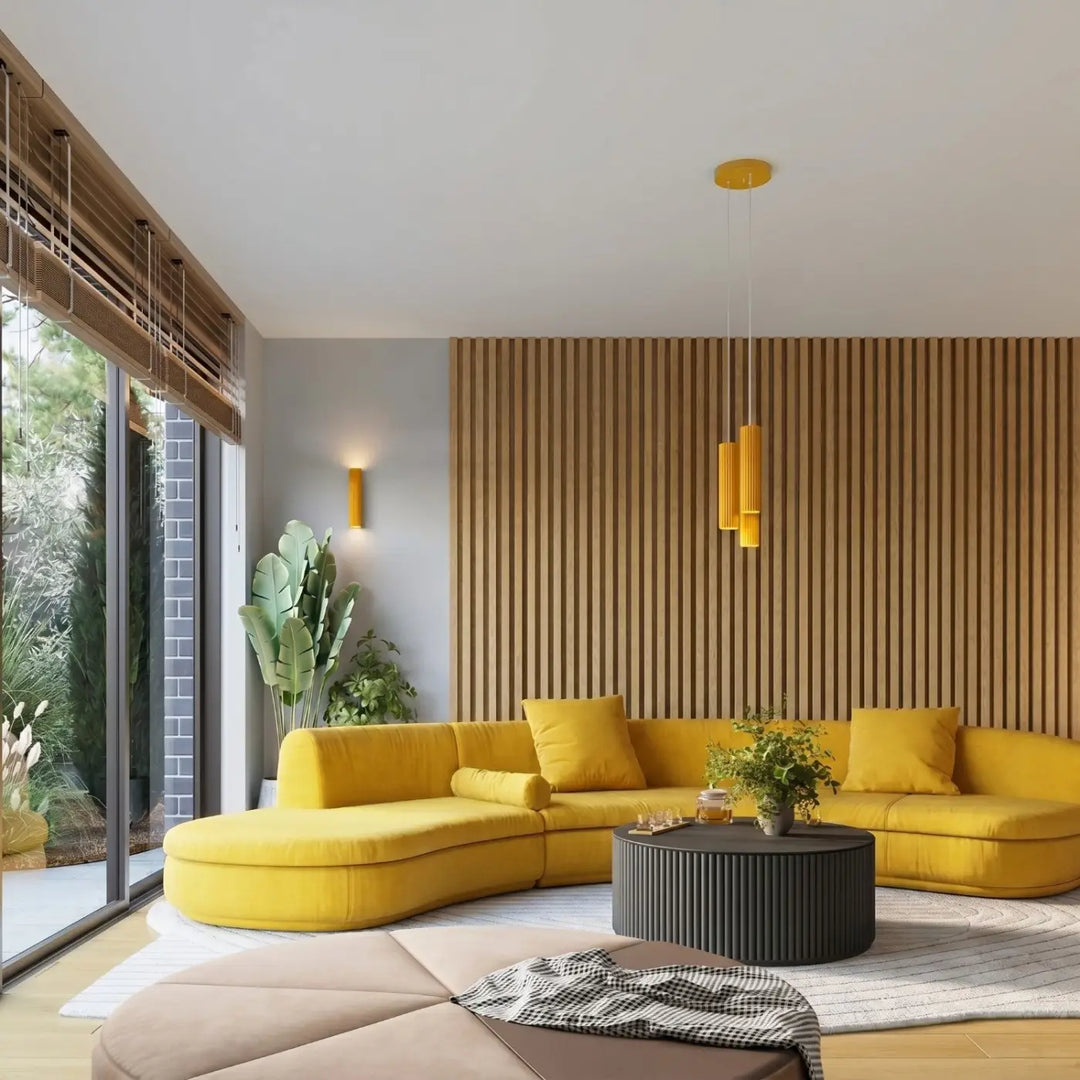 Suspension Luminaire jaune dans un intérieur contemporain