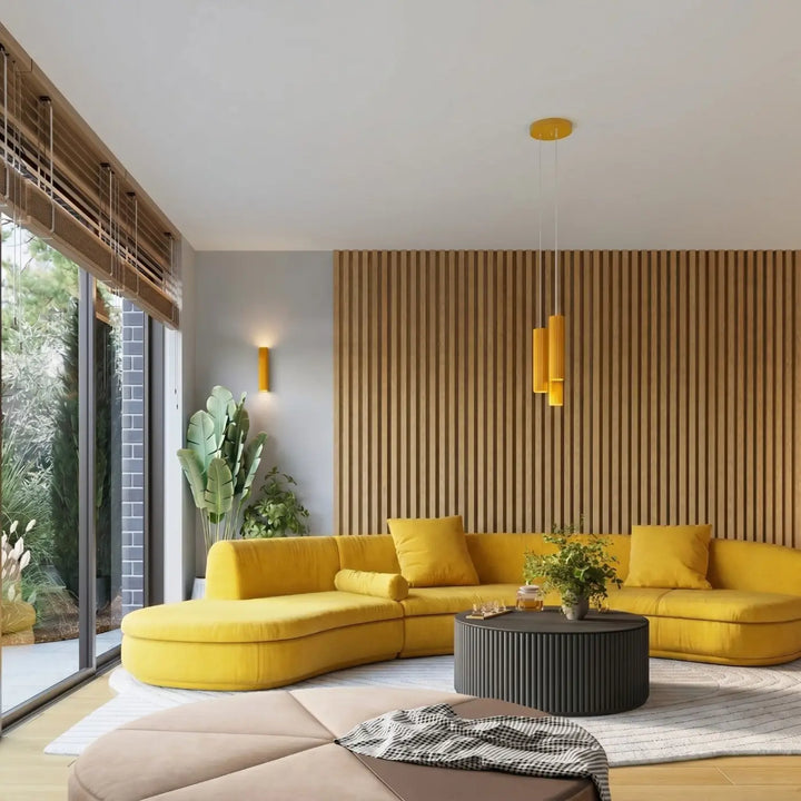 Suspension Luminaire jaune dans un intérieur contemporain