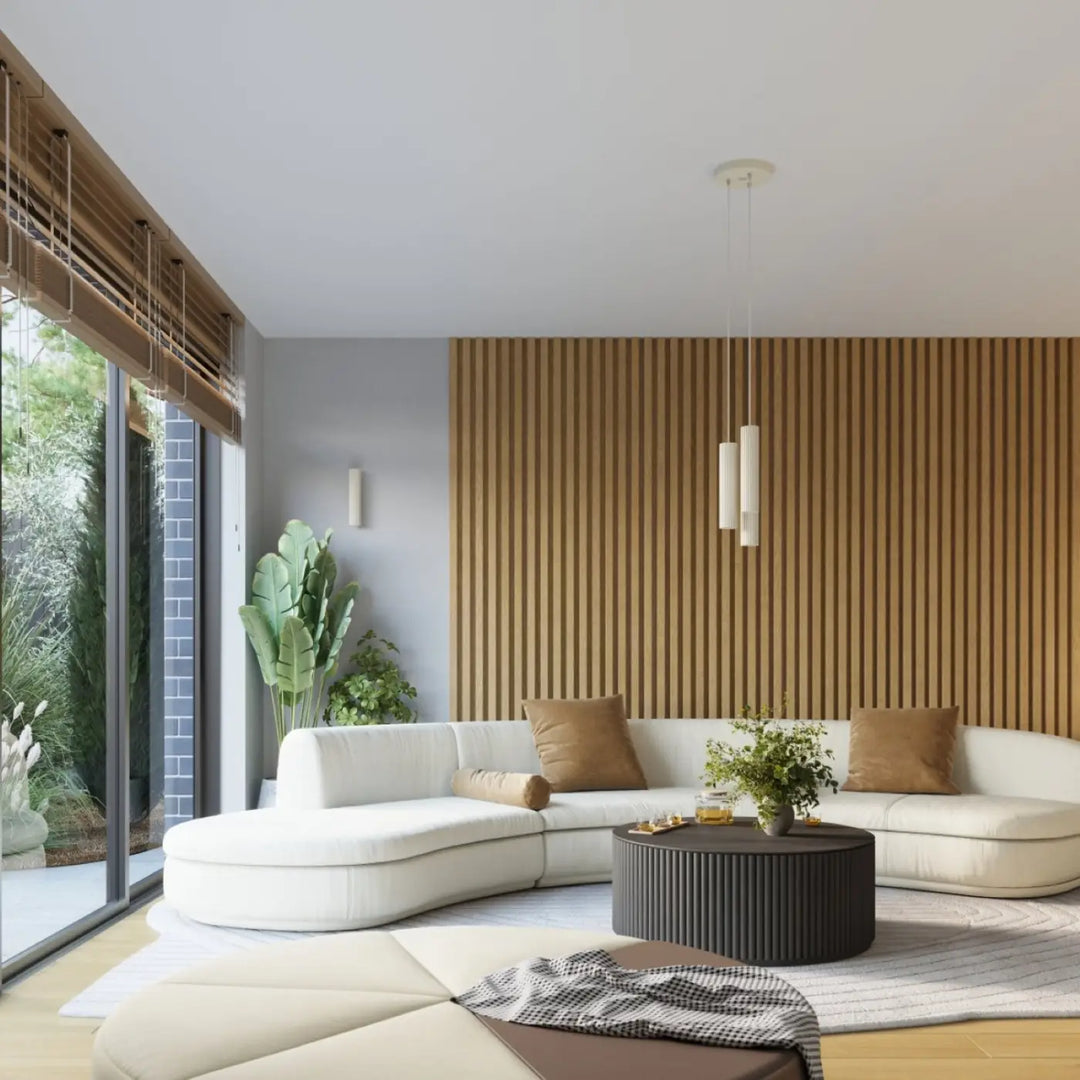 Suspension Luminaire beige dans un intérieur contemporain