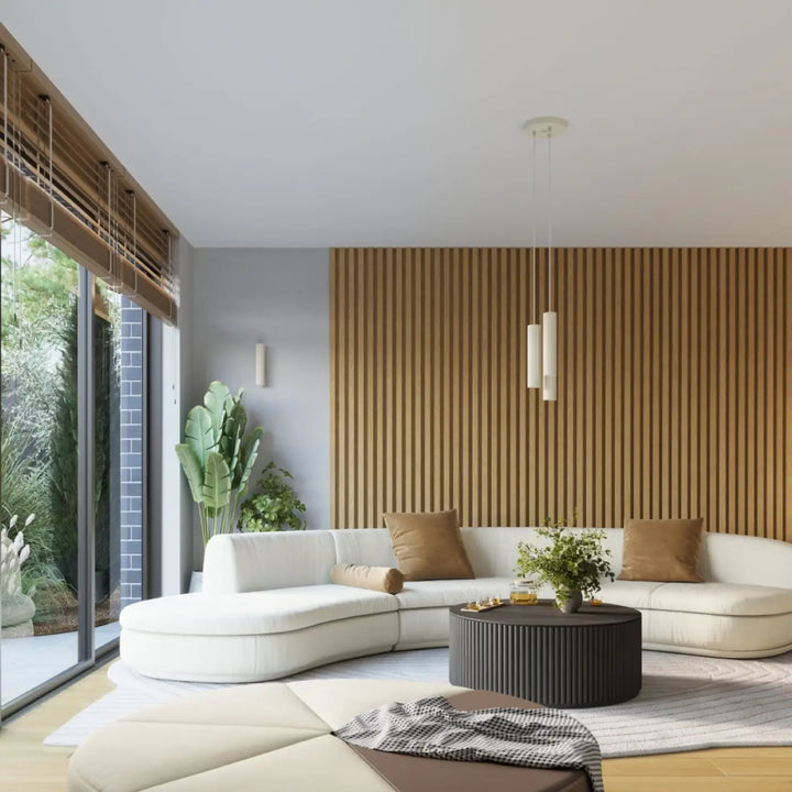 Suspension Luminaire beige dans un intérieur contemporain