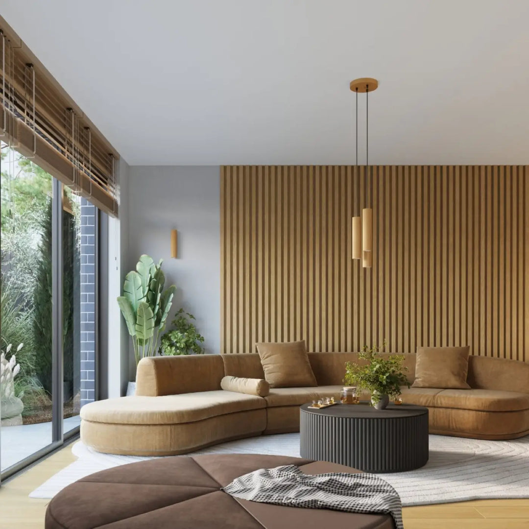 Suspension Luminaire doré dans un intérieur contemporain