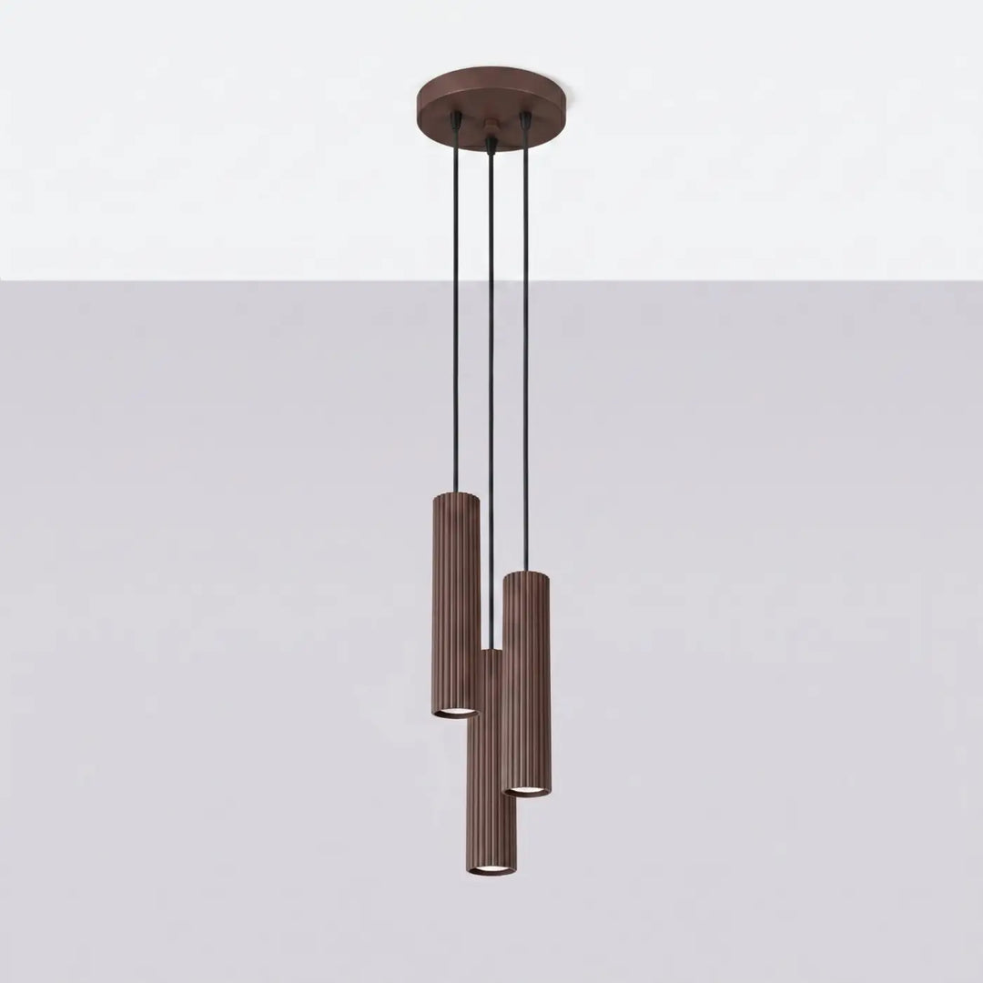 Suspension Luminaire marron éteinte, vue rapprochée