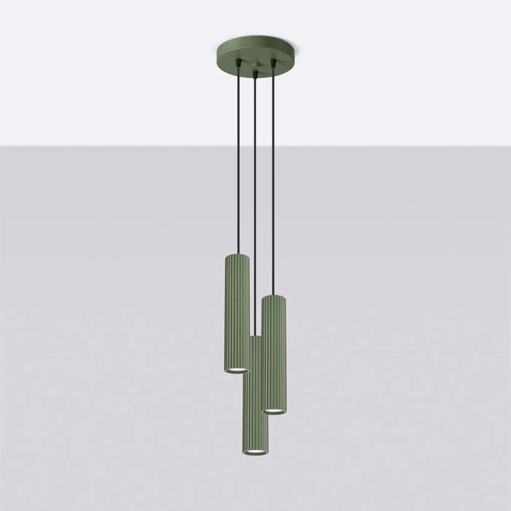 Suspension Luminaire vert olive éteinte, vue rapprochée