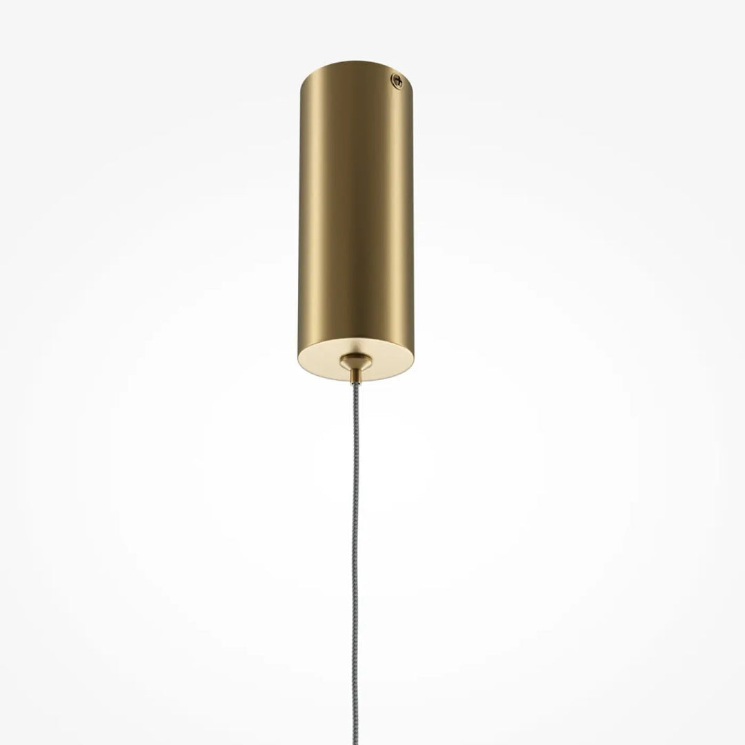 Suspension halo barre horizontale en acier doré avec un design minimaliste cylindrique et cordon métallique fin