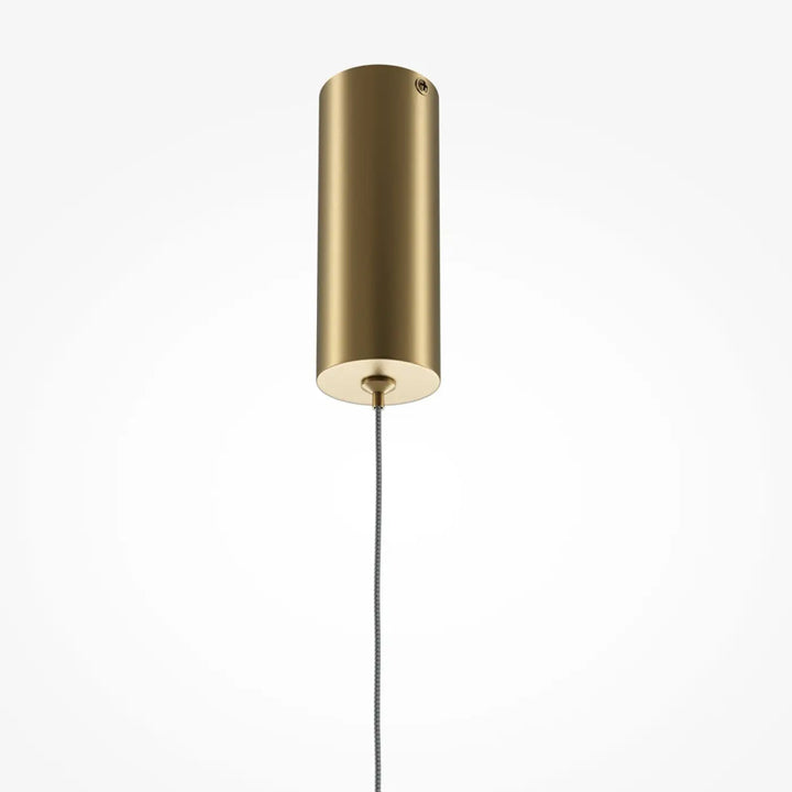 Suspension halo barre horizontale en acier doré avec un design minimaliste cylindrique et cordon métallique fin