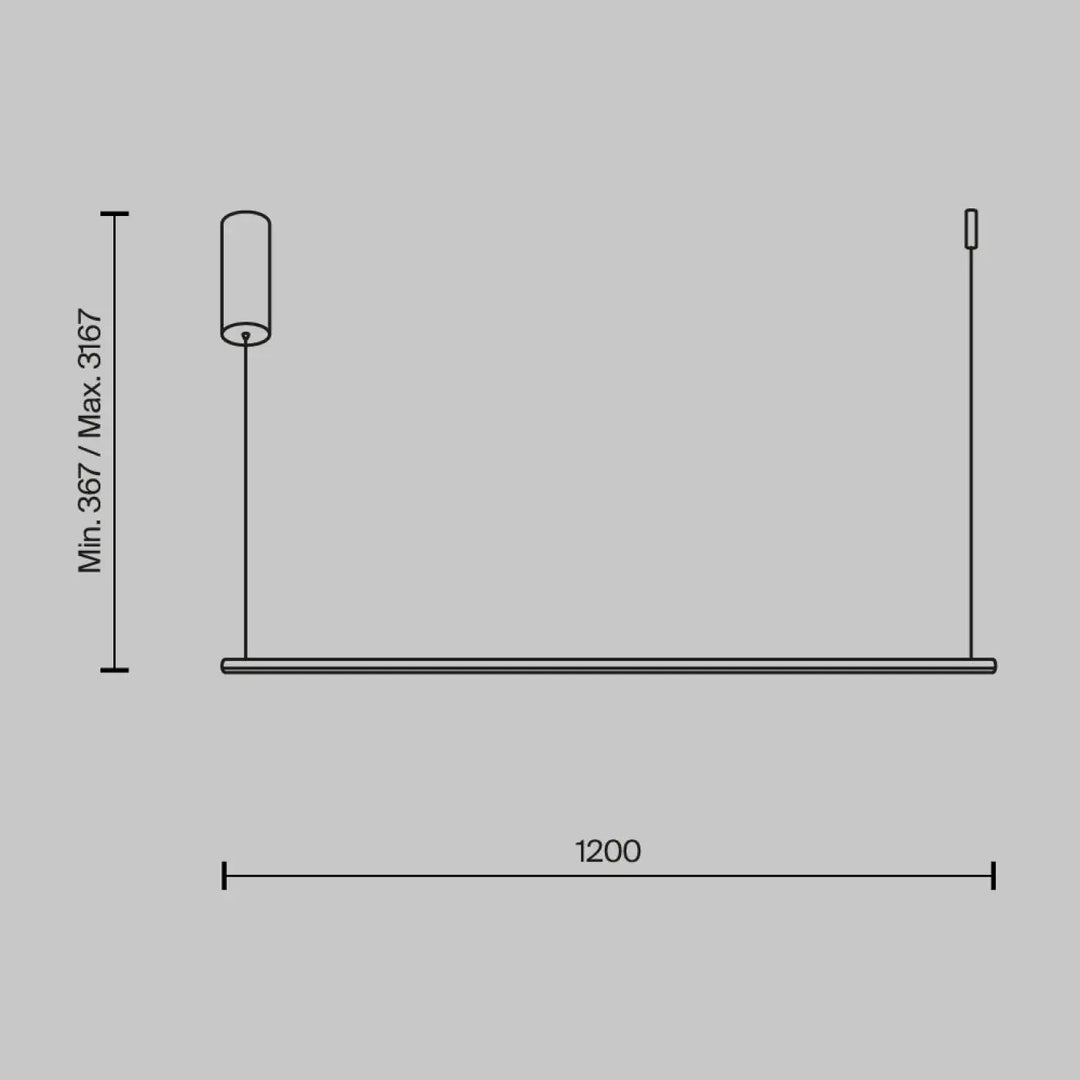 Suspension halo barre horizontale en acier doré avec design minimaliste cylindrique et longueur de suspension ajustable