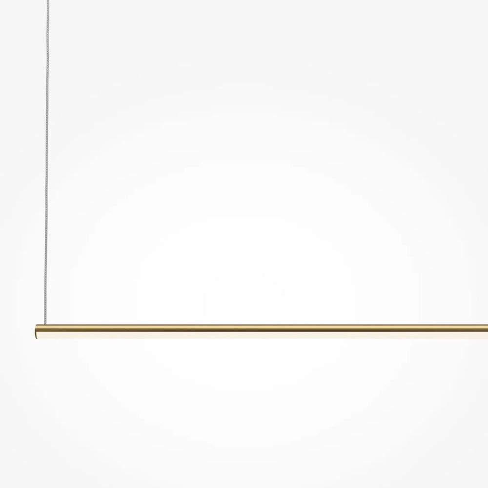 Suspension halo barre horizontale en acier doré avec tube slender et lumière douce pour intérieur moderne