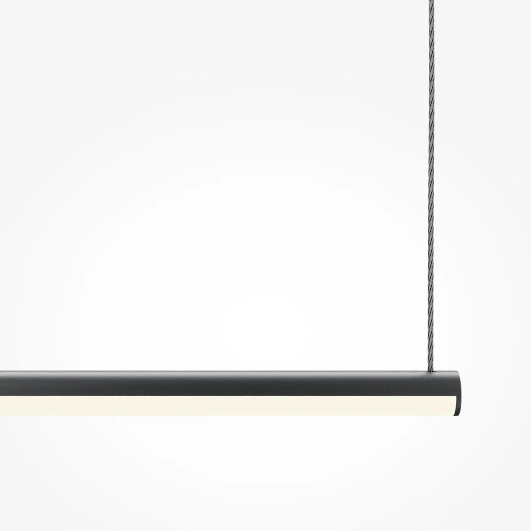 Minimalist suspension halo barre horizontale en acier doré avec éclairage led chaud et design cylindrique noir élégant