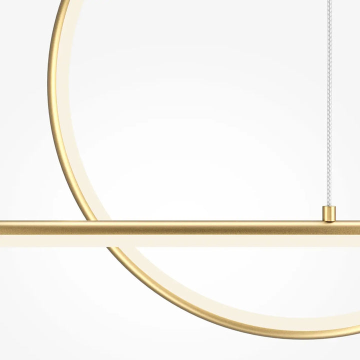 Suspension halo arc lumineux en acier doré avec design minimaliste et éclairage led intégré en forme circulaire