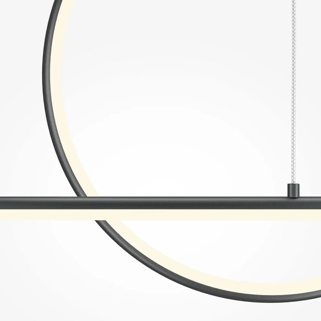 Suspension halo arc lumineux en acier doré avec éclairage led intégré design circulaire noir moderne