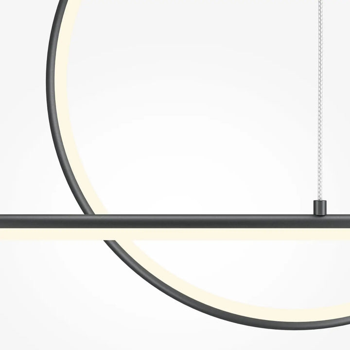 Suspension halo arc lumineux en acier doré avec éclairage led intégré design circulaire noir moderne