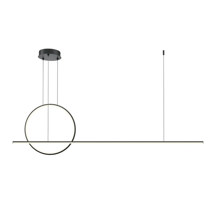 Suspension halo arc lumineux en acier doré avec design minimaliste noir et anneau lumineux moderne