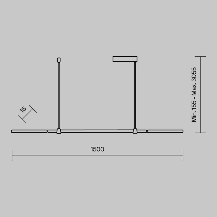 Suspension halo minimaliste en blanc chaud avec diffusion latérale et bras linéaires pour intérieurs modernes
