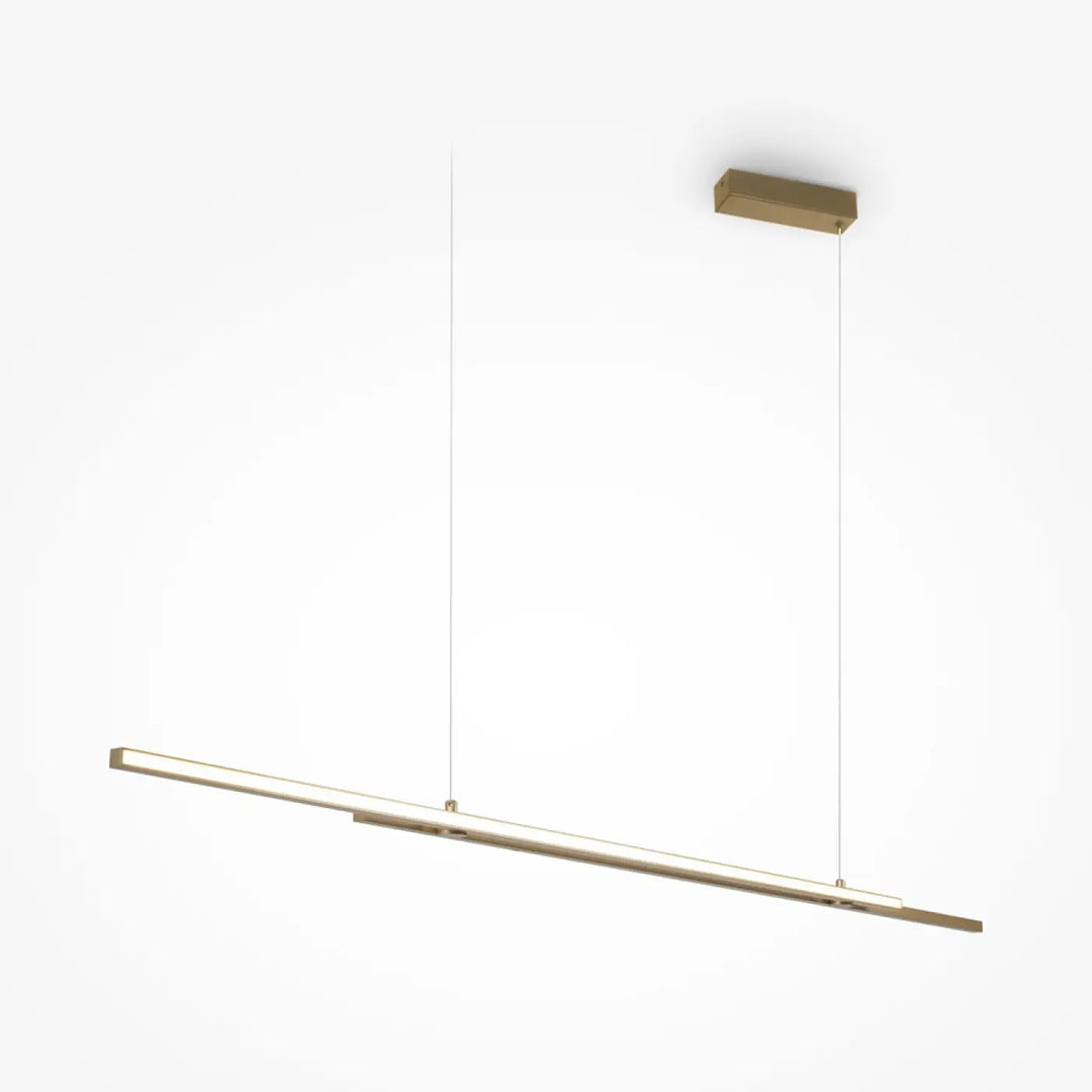 Suspension halo en métal doré avec diffusion latérale led intégrée et lumière blanc chaud design minimaliste