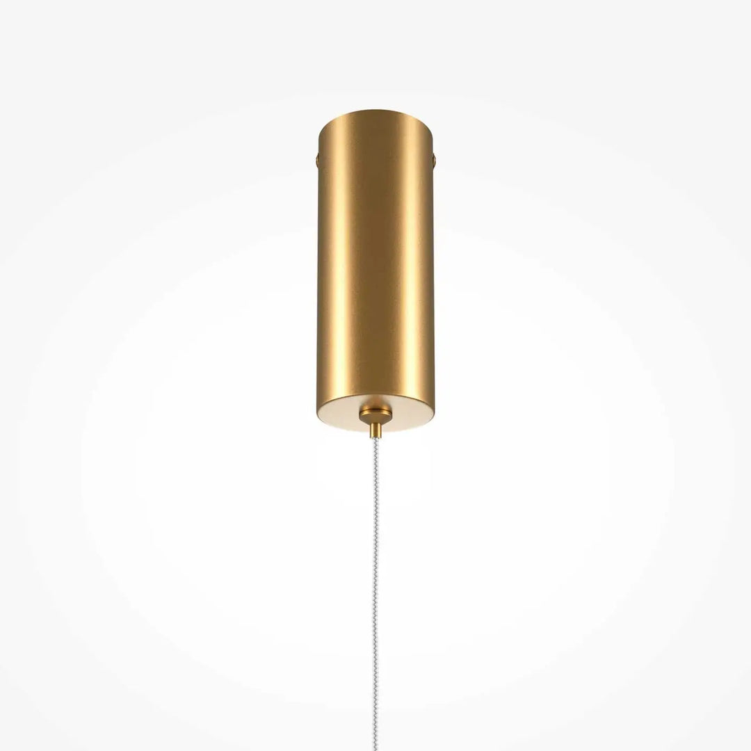 Suspension halo tube vertical en acier doré avec finition métallique polie et chaîne daccroche élégante