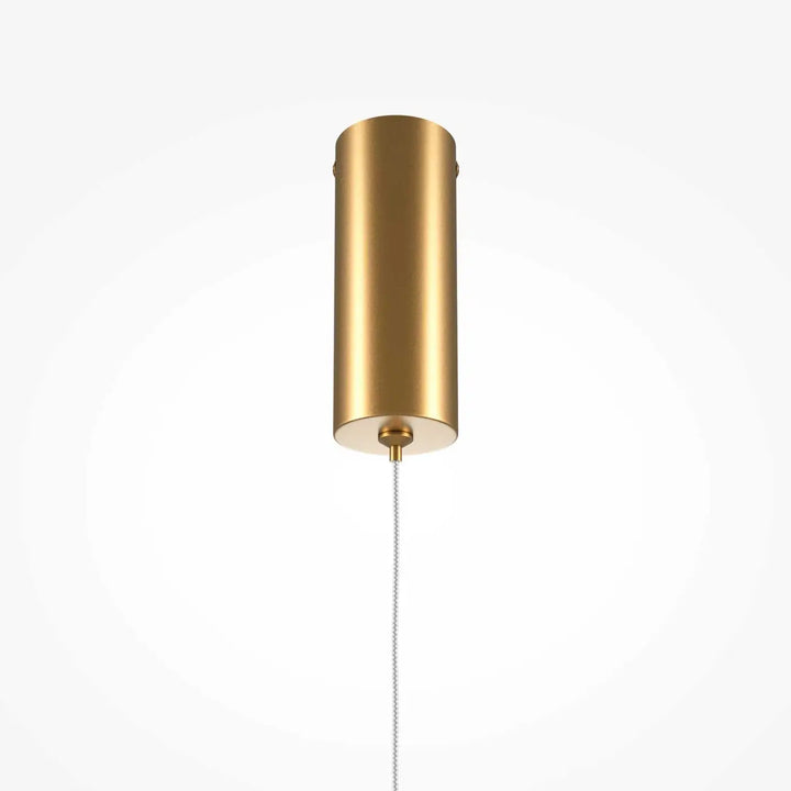Suspension halo tube vertical en acier doré avec finition métallique polie et chaîne daccroche élégante