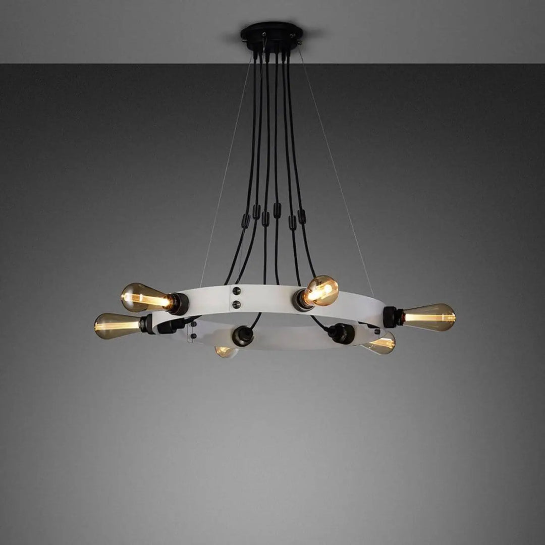 Suspension Hero Light coloris pierre en acier à 6 lumières #couleur_argent